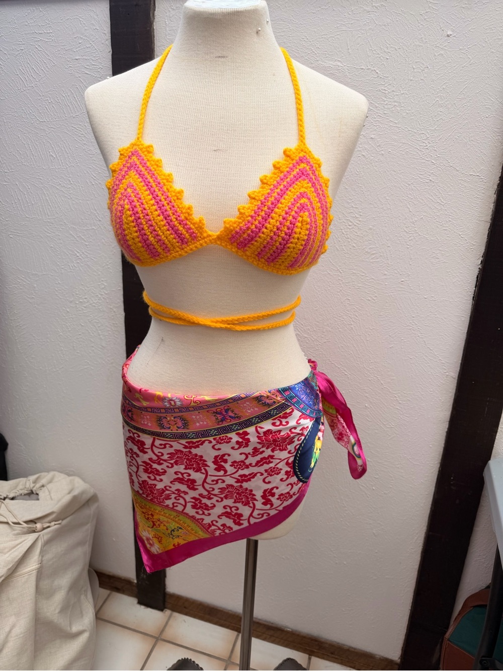 Handmade Yellow & Pink Crochet Top
